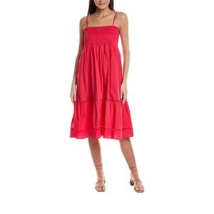 o.p.t. Smocked‎ Midi Dress Tiered Sundress Casual Summer Pink Size S